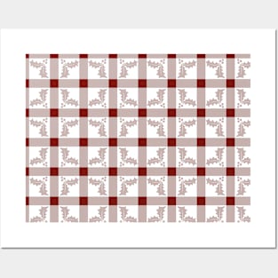 Festive Farmhouse Holly Berry Checkerboard - Deep Red -  Cozy Winter Collection Posters and Art